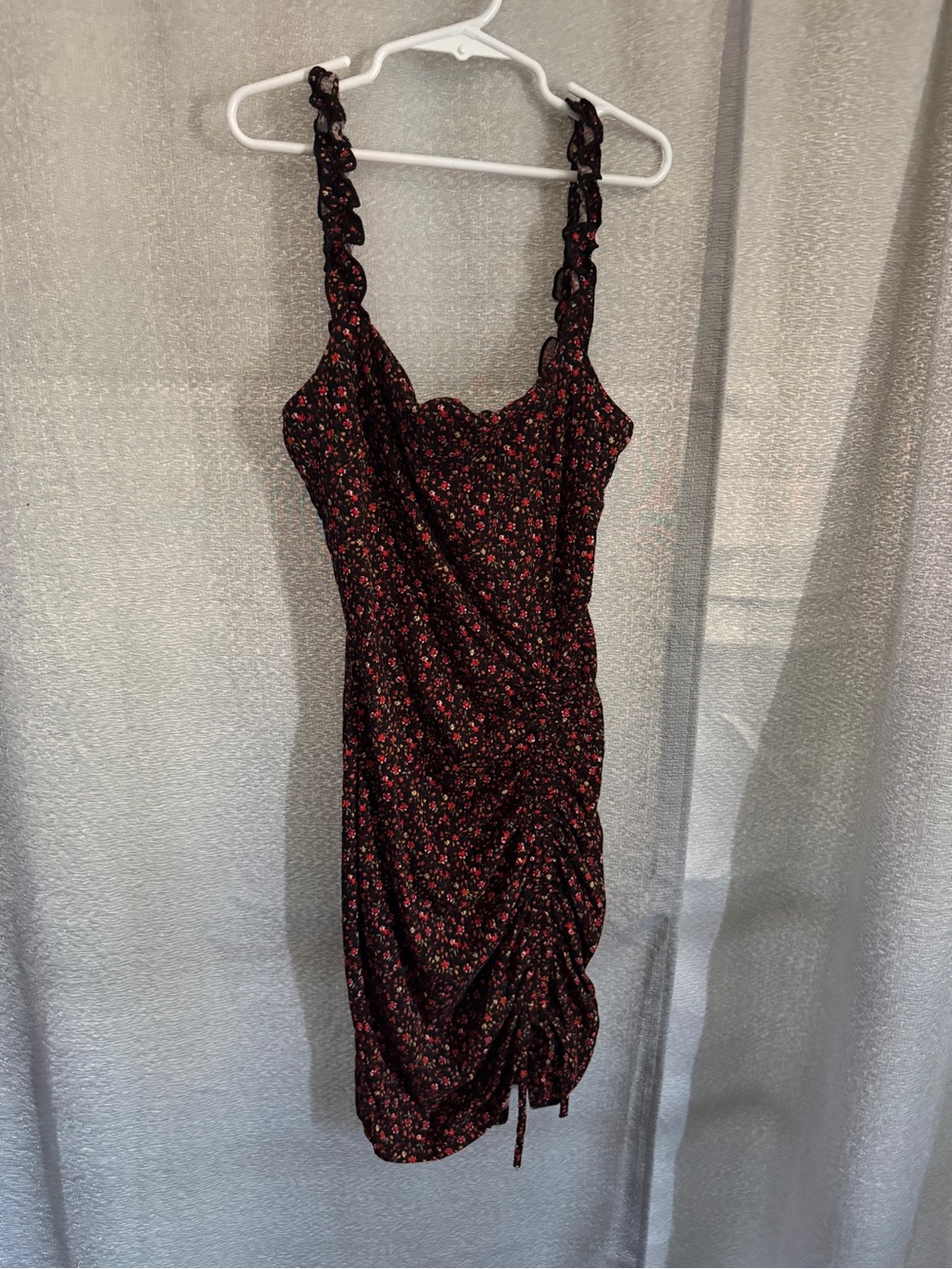Windsor Black Midi Dress with Red Floral Print